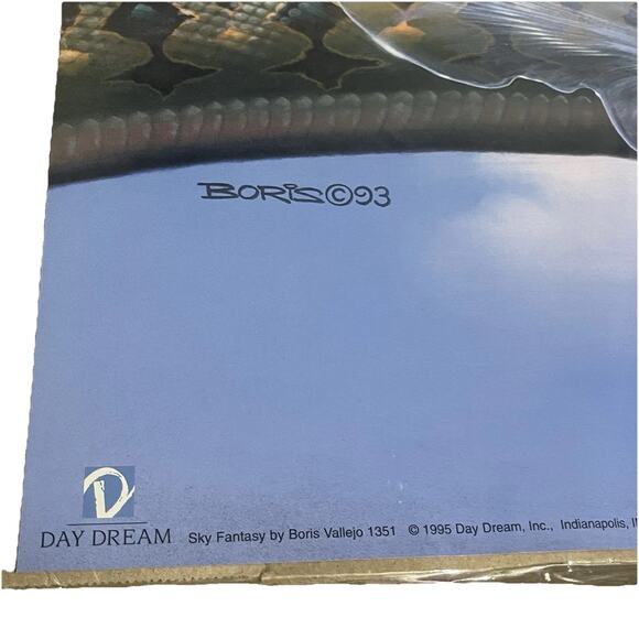 Vintage Boris Vallejo Sky Fantasy Poster 1995 Day Dream 34x22 Rare Collectible - Picture 7 of 9